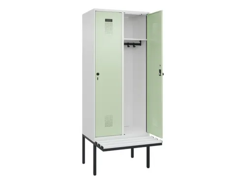 locker met bank,HxBxD 2120x800x815mm,2vak,vak B 400mm,draaigrendel