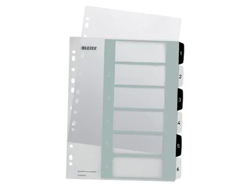 WOW printbare index, 6 tabs, zwart-wit