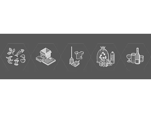 Pictogramset,5Xpictogram,Recyclebaar Afval,Papier,Restafval,Glas