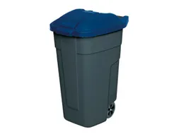 Afvalbak 100 Liter HxBxD 850x510x550mm Pp Romp Antraciet Deksel Blauw