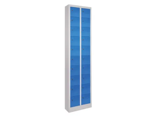lockerkast,HxBxD 1950x460x200mm,2x10vakken,RAL7035,front RAL5012