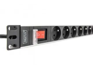 Stekkerdoos met aluminium profiel en schakelaar 1U 8-voudig CEE 7/5 - 4