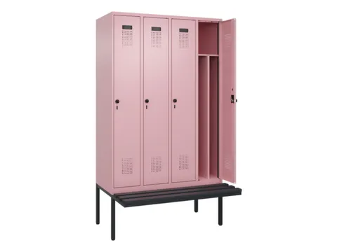 locker met bank,voor scheiding van kleding,HxBxD 2120x1200x815mm,4vak