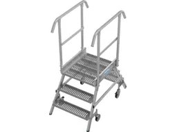 bordestrap,verrijdbaar,bordes H 0,75m,2x3treden m. R13-laag,aluminium