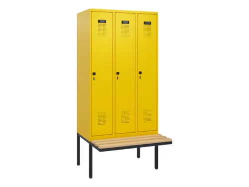 locker met bank,HxBxD 1950x900x815mm,3vak,vak B 300mm,draaigrendel