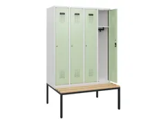 locker met bank,HxBxD 1950x1200x815mm,4vak,vak B 300mm,cilinderslot