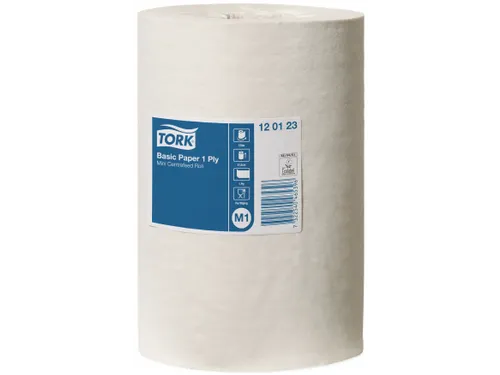 Poetsrol Tork M1 120123 1-laags 21.5x120m 11 rollen wit