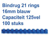 Bindrug Fellowes 16mm 21-rings A4 blauw 100stuks