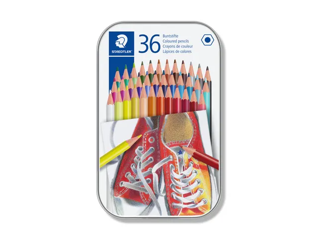 Kleurpotlood Staedtler 175 6kantig assorti blik à 36 kleuren