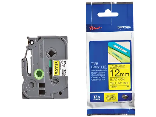 Labeltape Brother P-touch TZe-631 standaard 12mm zwart op geel