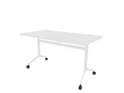 klaptafel,HxBxD 750x1400x700mm,hoekig,T-voet wit,ovale buis,blad wit