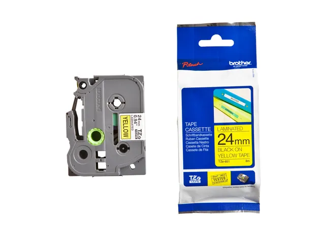 Ruban de lettrage Brother P-Touch TZe-651 standard 24mm noir sur jaune