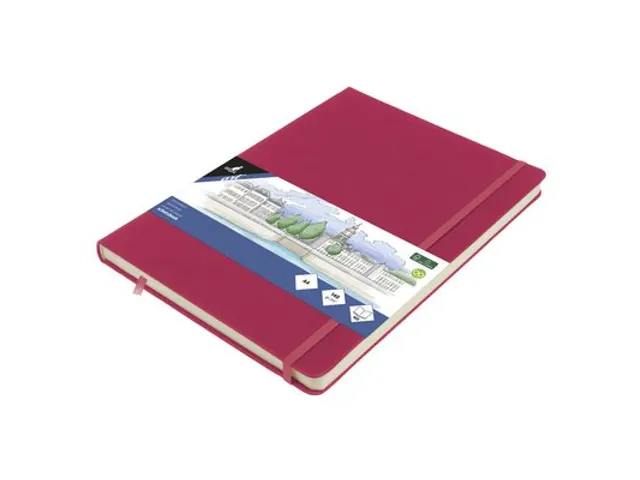 Schetsboek Kangaro A4 ruby PU HC 80 vel 140gr roomwit met elastiek en