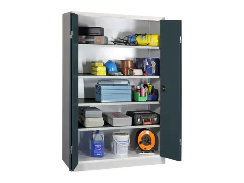 Vouwdeurkast 1950x1200x600mm 4legborden Verzinkt Ral7035 Front Ral7016