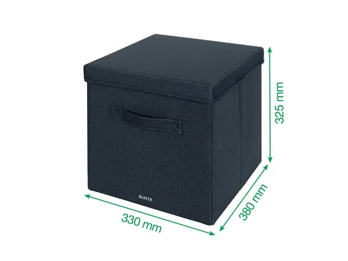 Leitz Stoffen opbergdoos met deksel Grijs 38x33x32,5cm 2 stuks