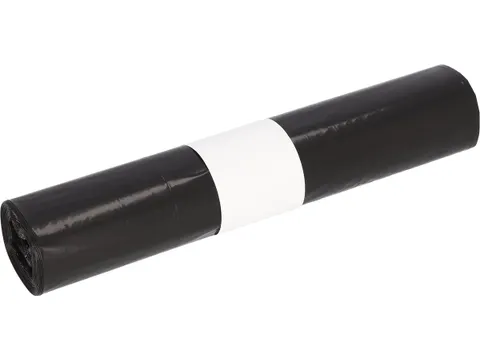 Vuilniszak 25 micron 40L 50x64cm LDPE zwart rol van 24 stuks