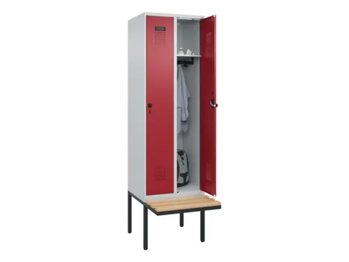locker met bank,HxBxD 2120x600x815mm,2vak,vak B 300mm,draaigrendel