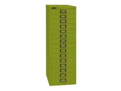 kantoor-ladekast HxBxD 860x279x380mm 15 laden romp + front groen staal