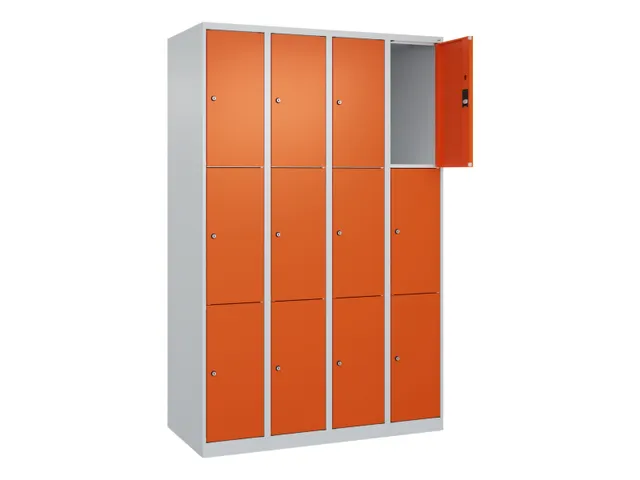 lockerkast,HxBxD 1850x1200x500mm,4x3vakken,vak B 300mm,cil.-slot
