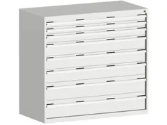 ladekast 1200x1300x750mm 8laden zware lasten RAL7035 front RAL7035