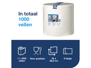 Poetspapier Tork W1 Heavy-Duty Premium 2-laags 1000 vel wit 130060 - 5