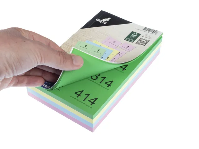 Nummerblok Kangaro 120x200mm 70gr 1-500 krimp 4 bloks assorti kleuren