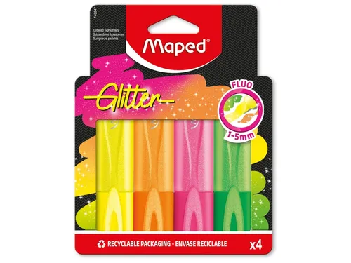 Maped Fluo'Peps Glitter markeerstiften 4 Fluor kleuren