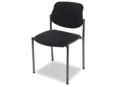 Bezoekersstoel,4Voeten Ronde Buis Zwart,Zitting Stof Zwart