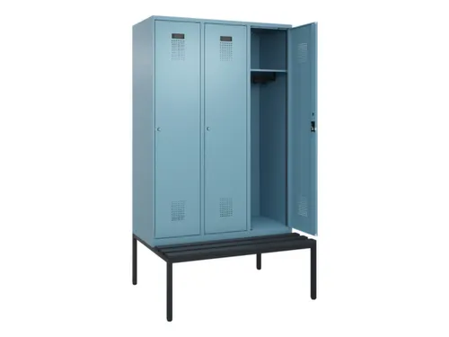 locker met bank,HxBxD 2120x1200x815mm,3vak,vak B 400mm,cilinderslot