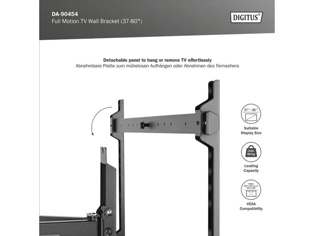 Muurbeugel Full Motion TV 37-80 Inch Zwart