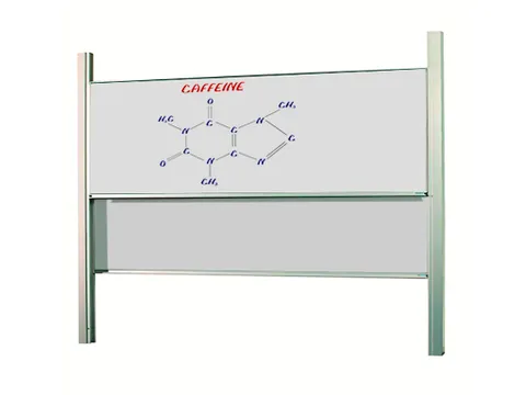 Schoolbord Dubbelvlaksbord 100x400cm Verstelbaar Kolom Wit Emaille