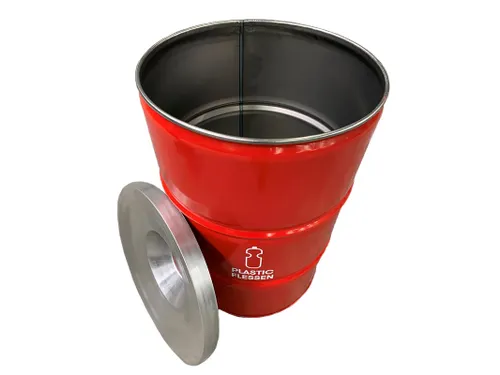 The BinBin Plastic met vlamvertragend deksel 200 Liter Rood
