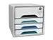 Ladenkast CEP Smoove Secure A4 plastic 4 lades blauw/grijs