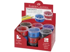 puntenslijper Faber-Castell dubbel met opvangbakje display a 18 stuks