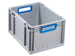 Euronorm-stapelbak 220x400x300mm Pp Wand/bodem Gesloten Grijs/blauw - 1