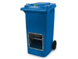 verrijdbare zoutbak,afsluitbaar,240l,HxBxD 1075x580x730mm,HDPE,blauw
