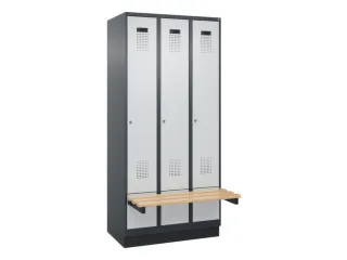 locker met bank,HxBxD 1950x900x815mm,3vak,vak B 300mm,cilinderslot - 2