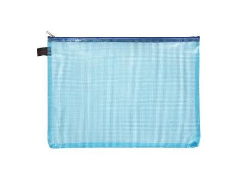 Trousse avec fermeture éclair Foldersys A4 PVC bleu transparent