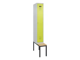 locker met bank,voor scheiding van kleding,HxBxD 2120x300x815mm,1vak - 2