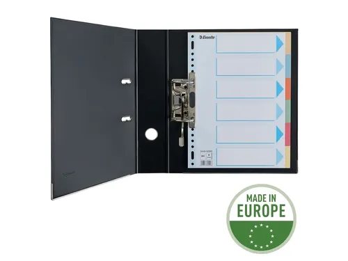 Tabbladen Esselte Premium A4 6-delig karton 23-rings assorti