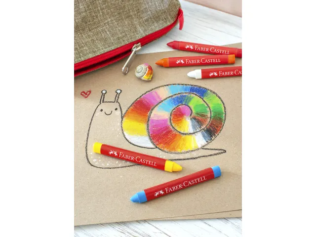 Waskrijt Faber-Castell driehoekig assorti set à 12 stuks