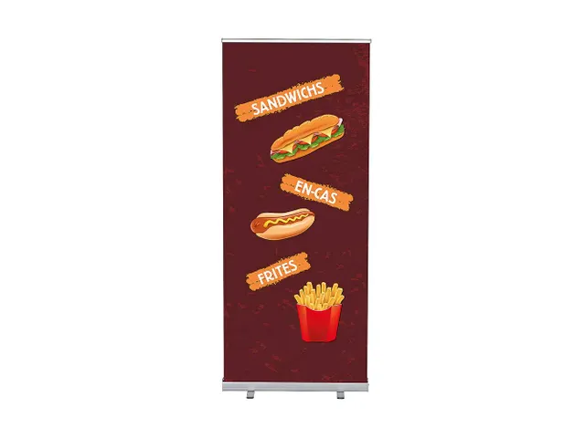 Roll-Banner 85x200 complete set met print "Sandwichs En-cas Frites"