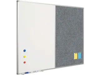 Combibord Wit Donkergrijs 90x120cm Whiteboard / Prikbord - 1
