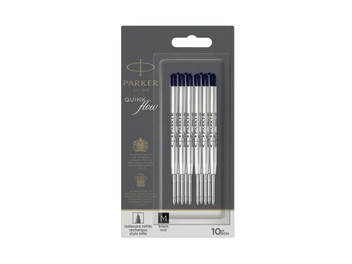 Balpenvulling Parker Quinkflow medium zwart blister à 10 stuks