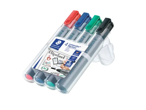 Viltstift Staedtler 356 voor flipover rond 2mm 4 stuks assorti
