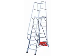 verrijdbare treden-platformladder,eenzijdig,9trede(n),stand H 2,1m