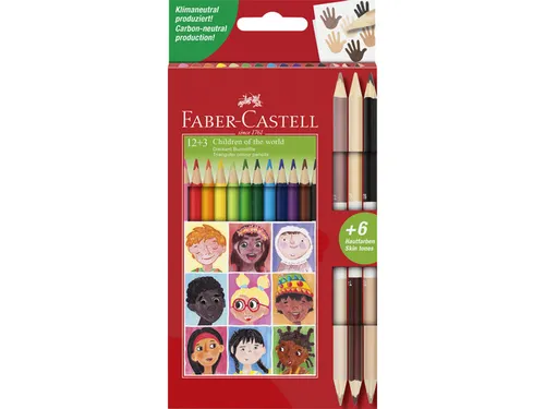 Kleurpotlood Faber-Castell Driekant karton etui 12+3 stuks Children of