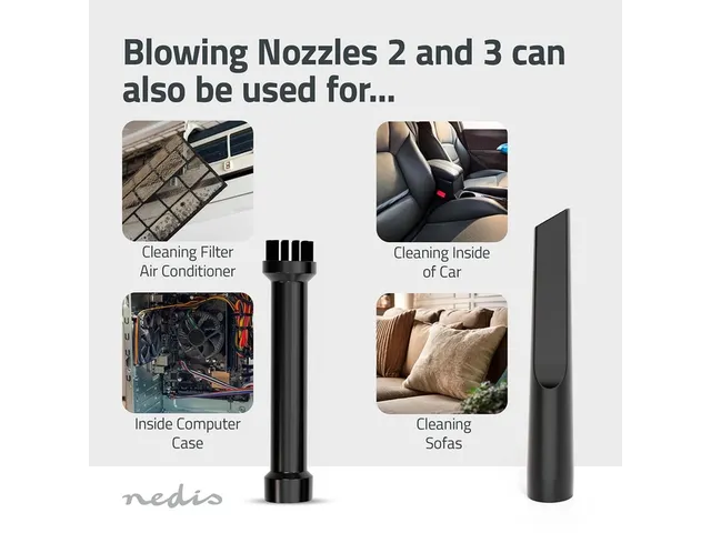 Handstofzuiger / luchtblazer Nedis 90W oplaadbaar zwart