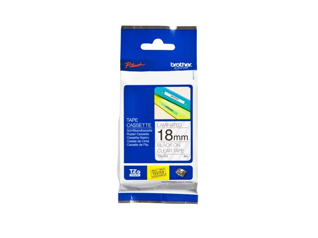 Ruban de lettrage Brother P-Touch TZE-141 standard 18mm noir sur trans
