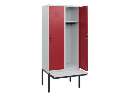 locker met bank,HxBxD 1950x800x815mm,2vak,vak B 400mm,draaigrendel